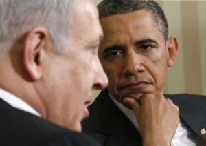 Obama glares at Bibi
